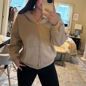 Tan Zip-Up Hoodie